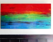 New Beginnings no3 - LARGE 48x24 Original Colorful Modern Abstract Painting -   by Rosemary Pierce