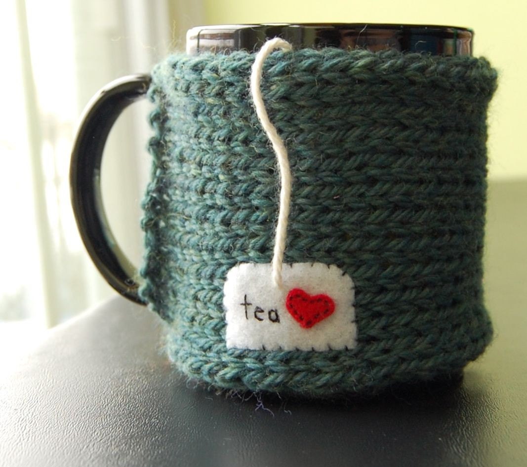 Tea Love Mug Cozy Knitted Chai Cup Cosy