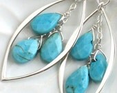 Lagoon Earrings- Turquoise briolettes in Sterling Silver