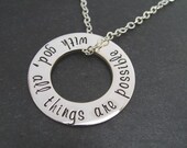 Hand Stamped Necklace - Eternity Circle - Personalized Sterling Silver Jewelry - Floating Charm