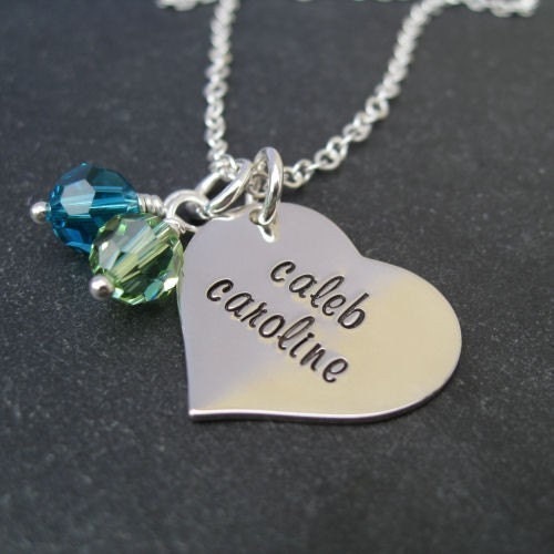 Personalized Heart Necklace for Grandma or Mom - Hand Stamped Jewelry