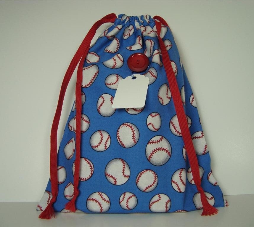 Softball Baseball Drawstring Bag Gift Giving by loneweever on Etsy