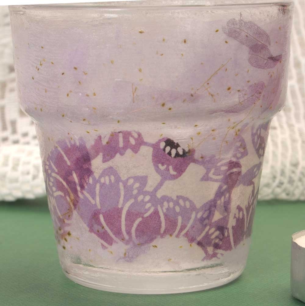 Collage Votive Holder: Purple Flowers