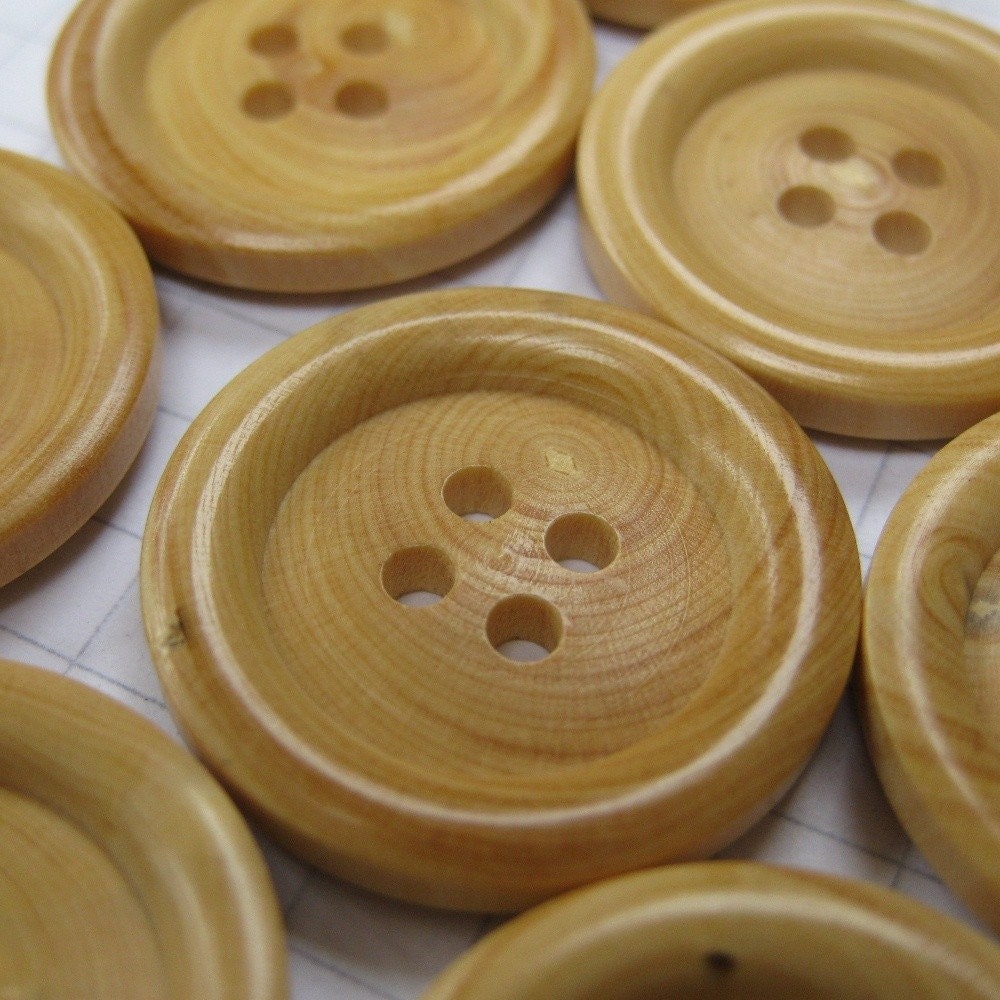 100 Large Fake Wood Buttons