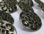 10 Large Metal Filigree Flower Buttons