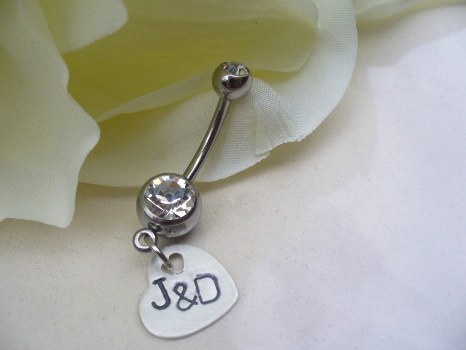 Personalized belly button rings Hand stamped by ForeverStamped