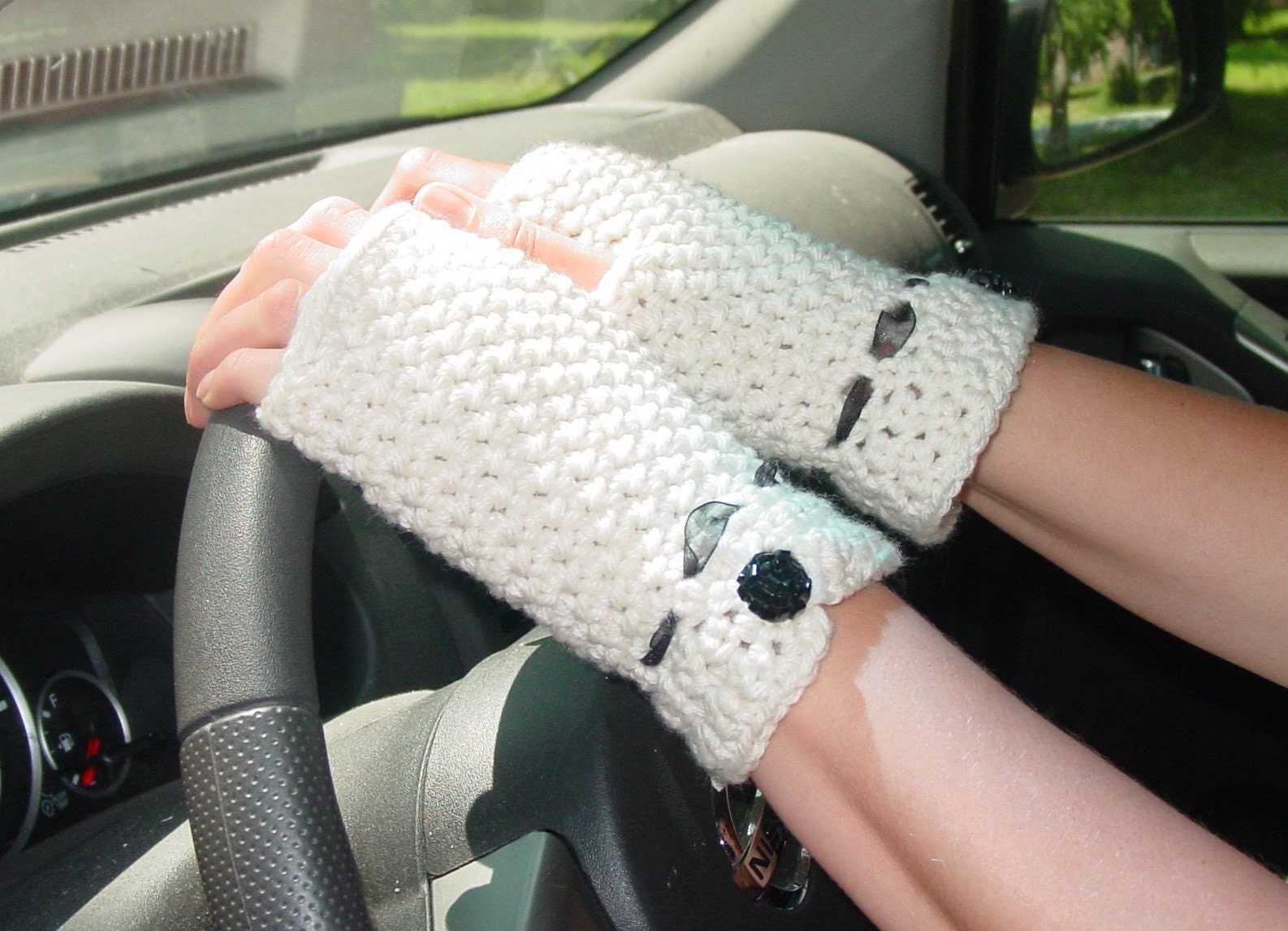 PDF Crochet Pattern for Charm School Fingerless Gloves