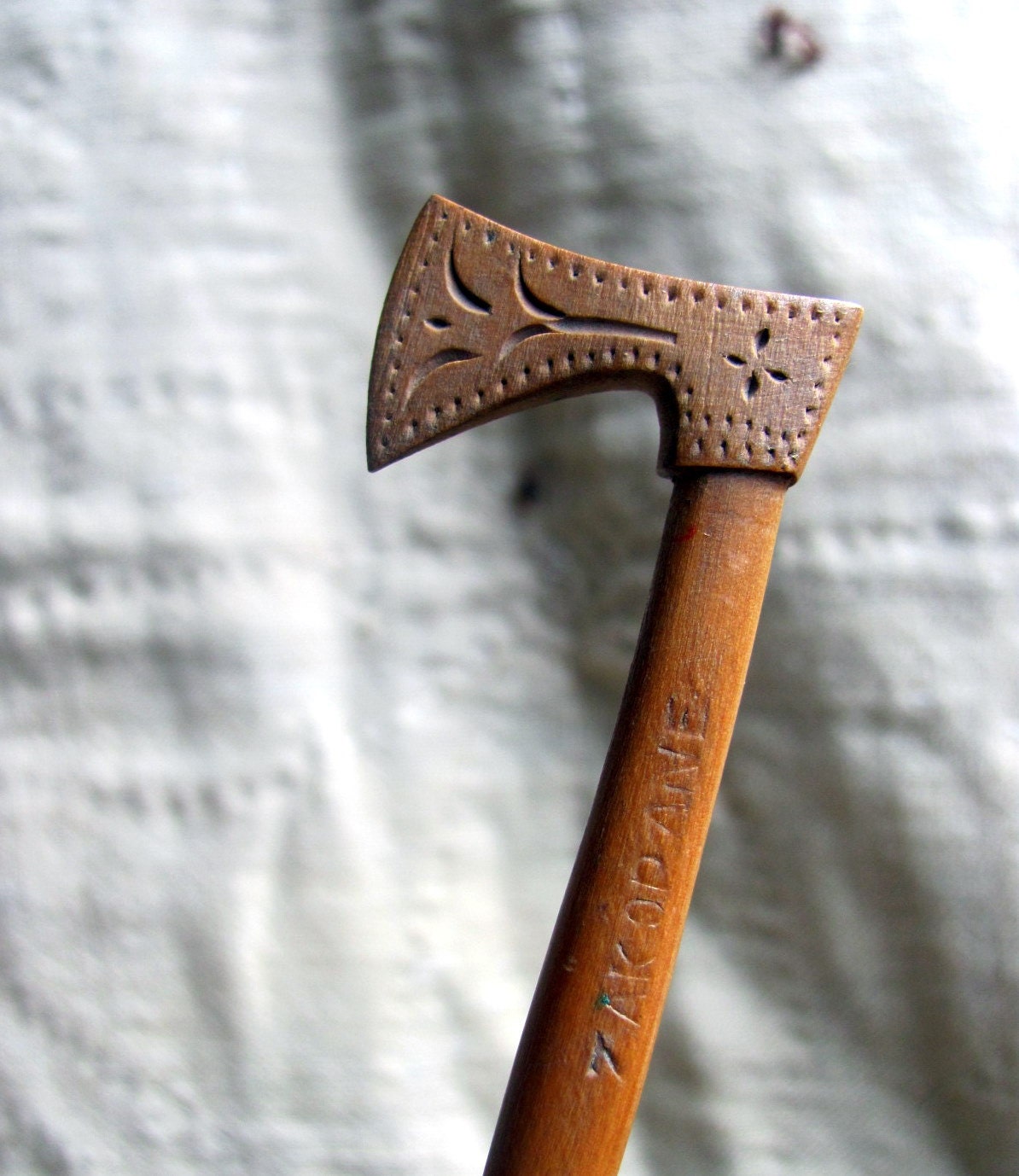 vintage 1940s pen // Carved Wood AXE Dip Pen Souvenir of Poland