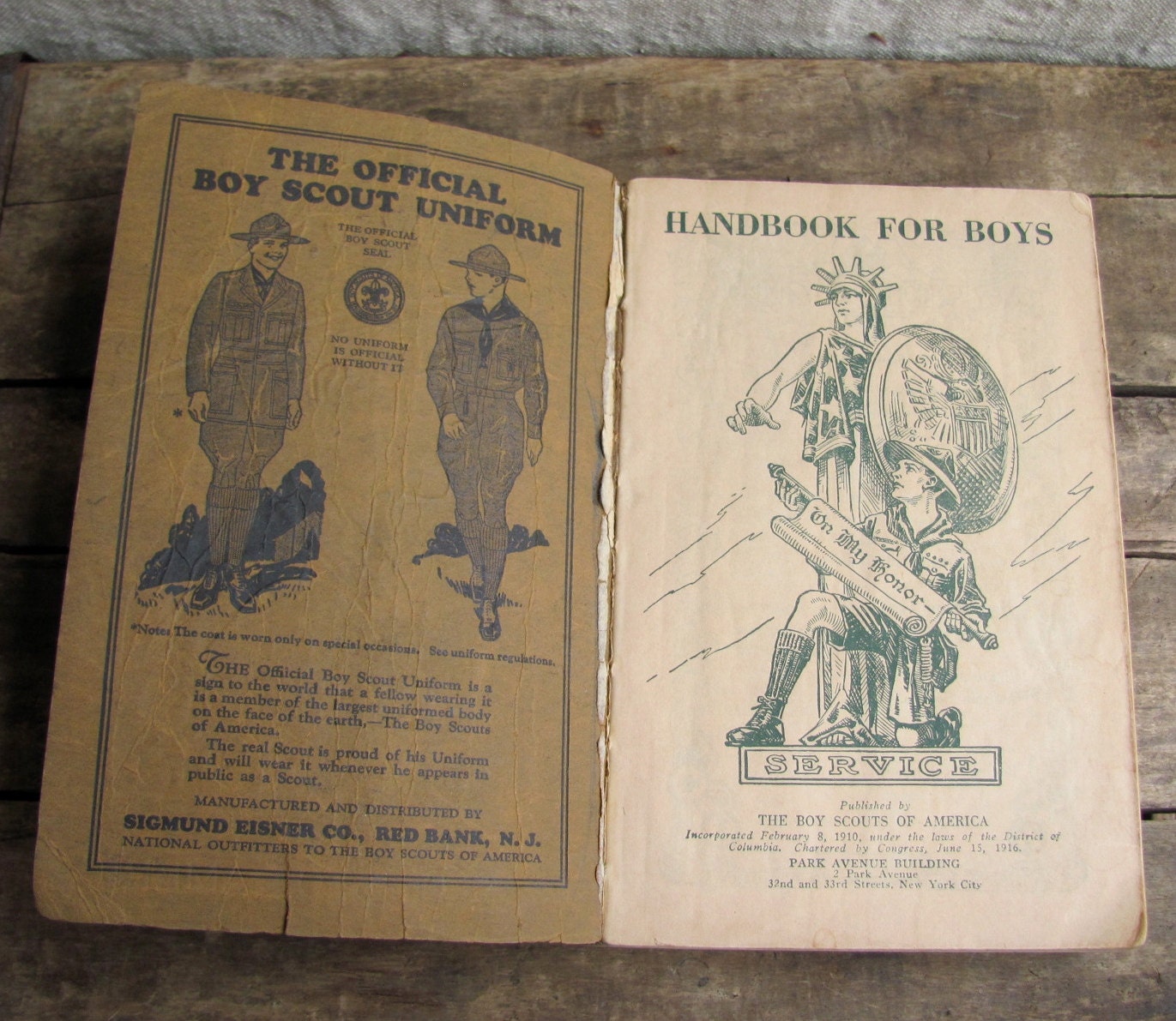 antique c. 1920s-1930s Boy Scout manual // Revised Handbook for Boys 3rd Edition