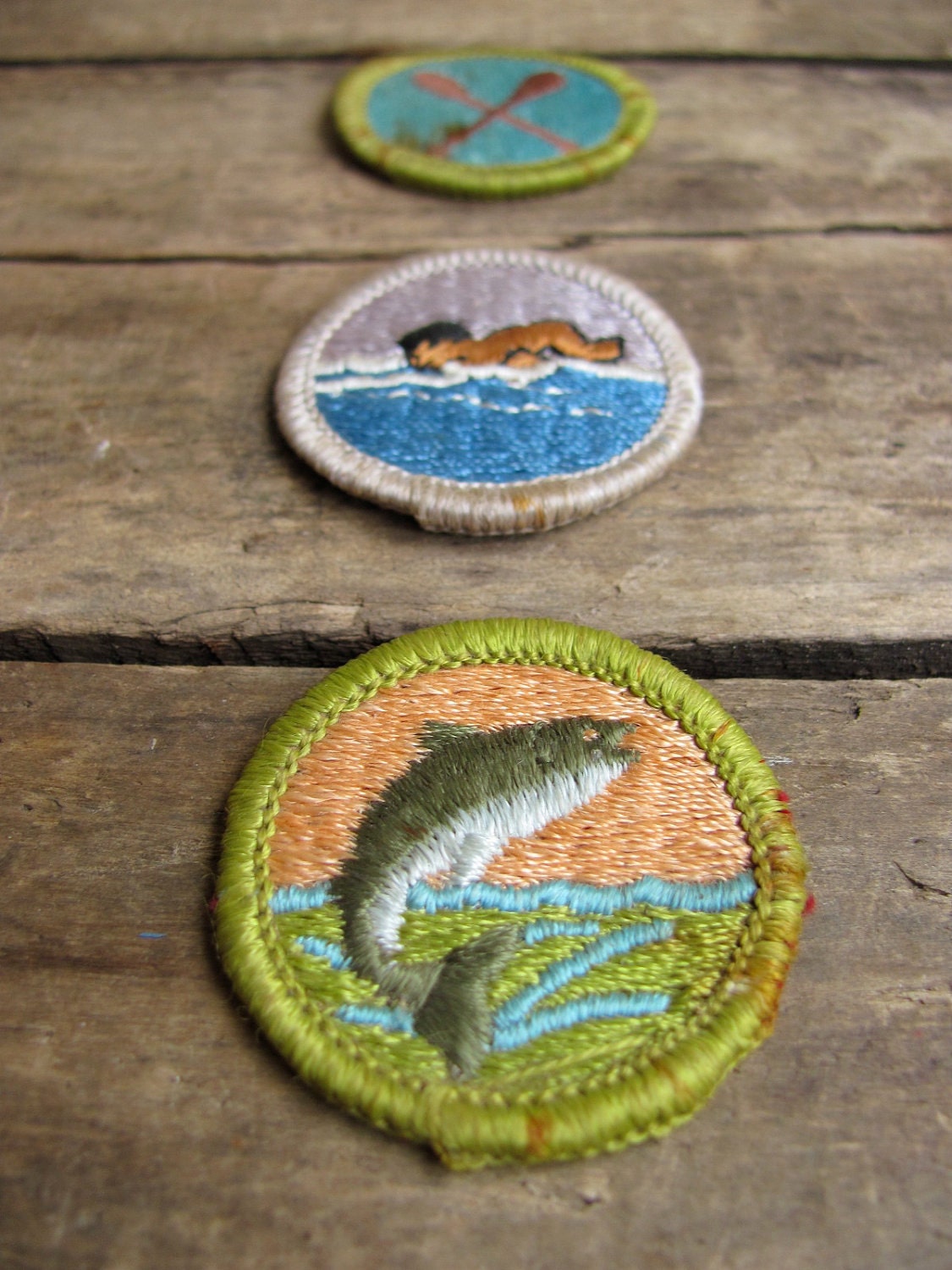 vintage c. 1960s set of three Boy Scouts badges // Water Sports