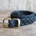 vintage 1970s black macrame belt with brass buckle xs s