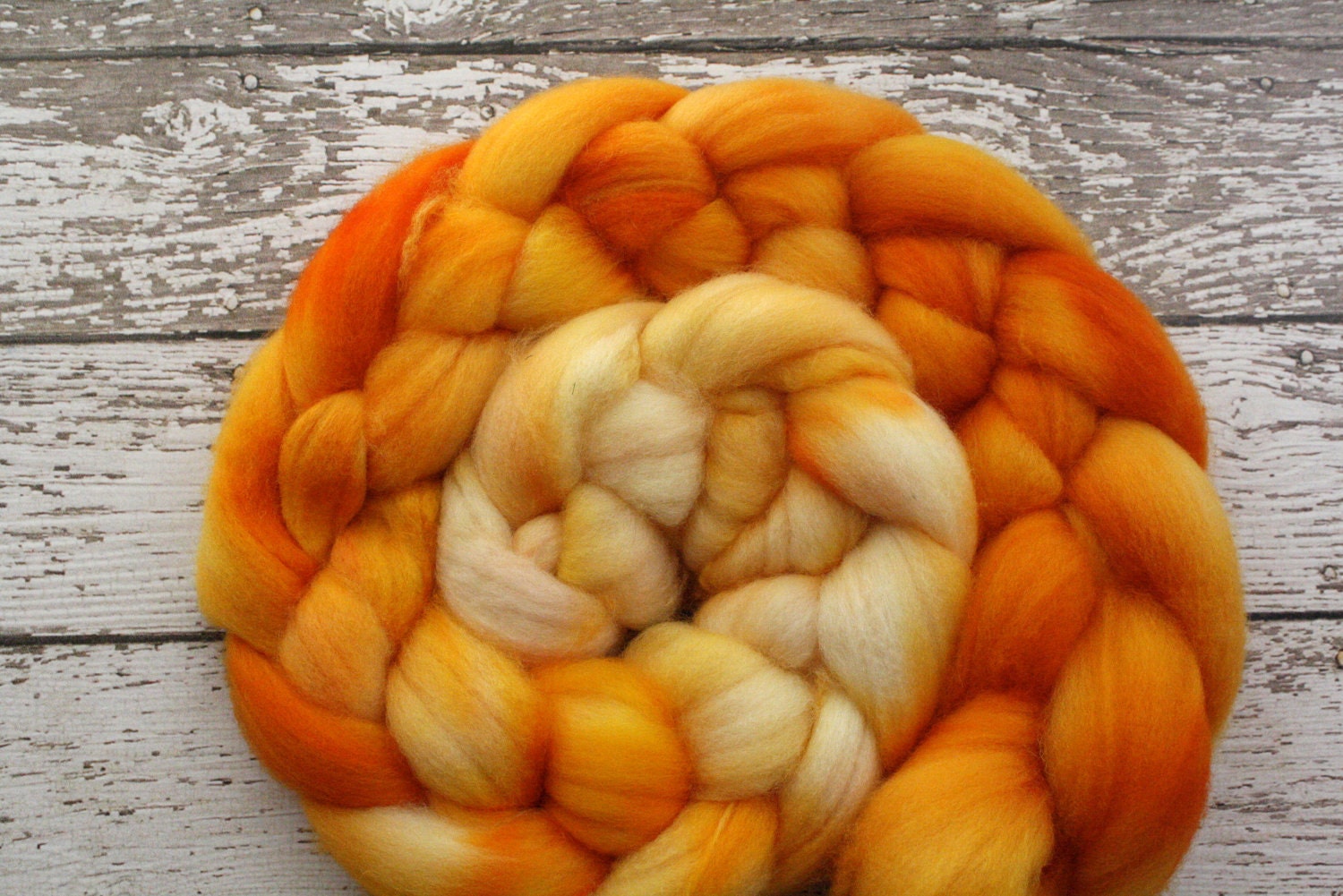 Superwash Wool Roving, Orange Burst, 4 oz