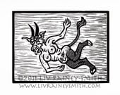 Succubus limited edition fine art woodcut print 8 x 10