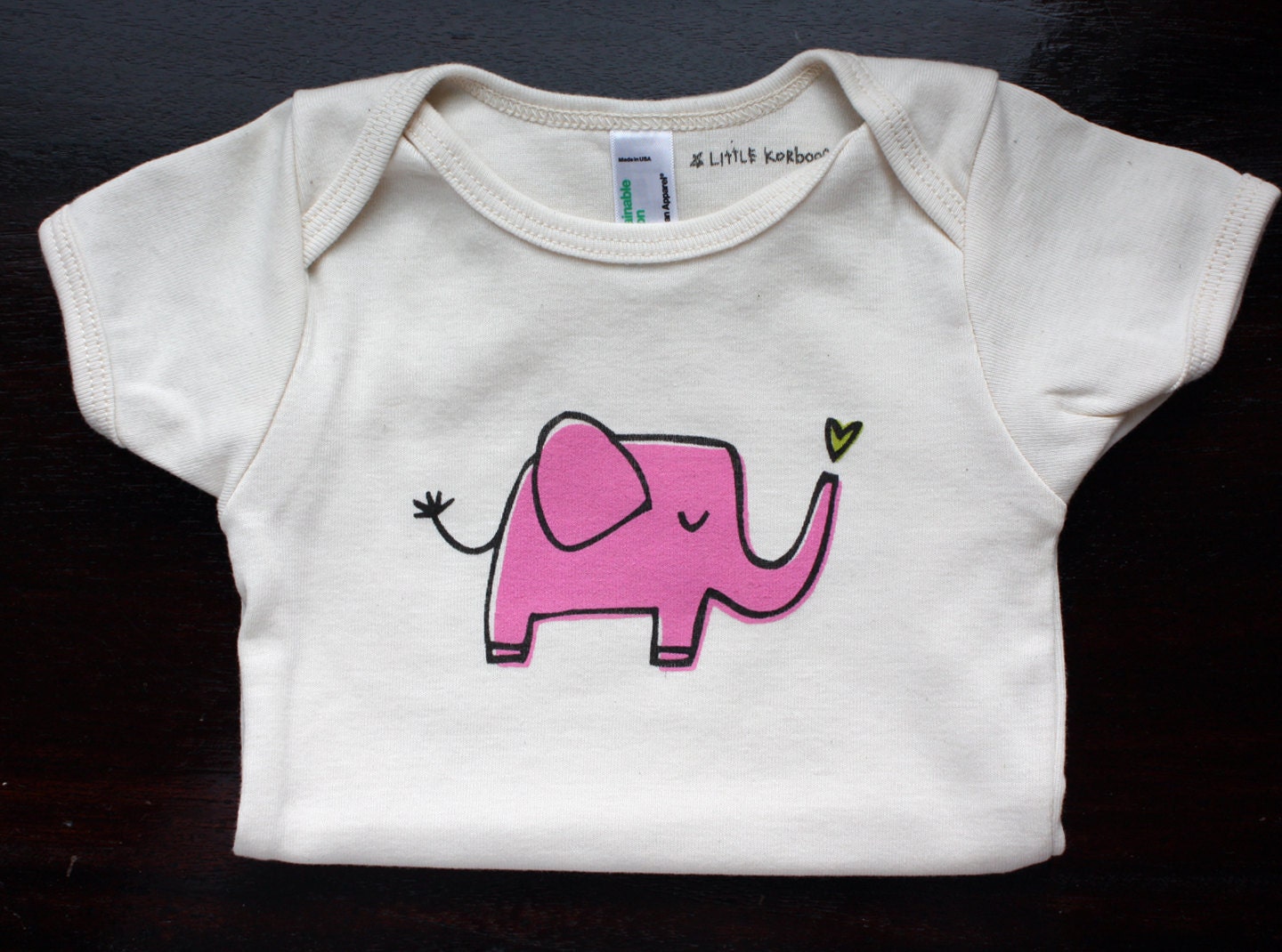 Organic Cotton Pink Elephant Onesie