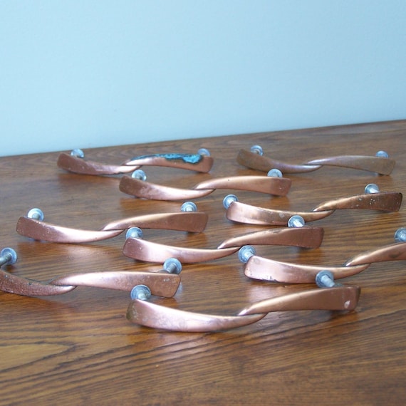 Mid century modern copper drawer pulls handles and by jollytimeone