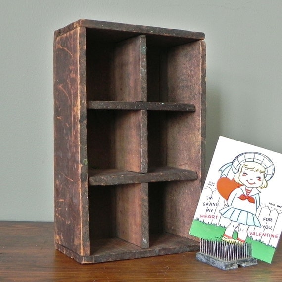 Rustic shadow box with cubbies by jollytimeone on Etsy