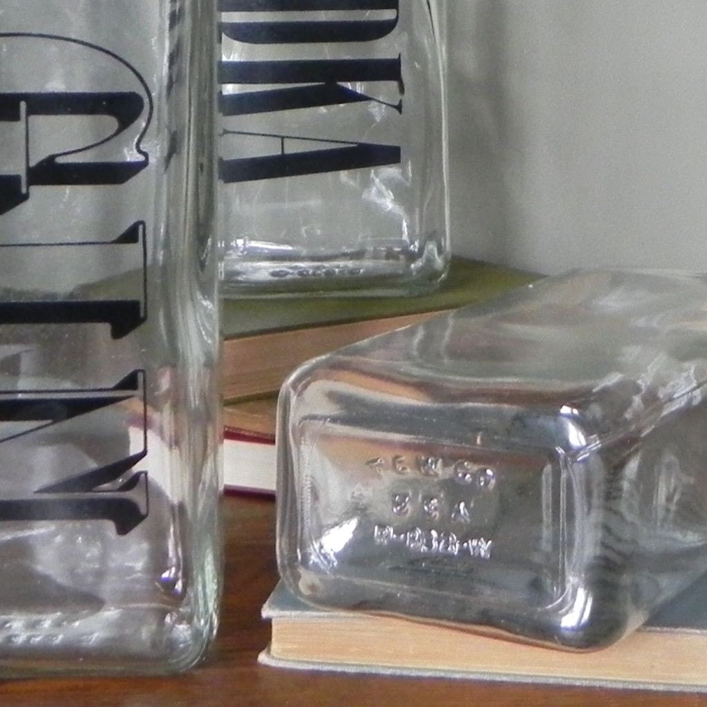 Vintage bar set bottles with graphics - mad men era - with original box - NOS