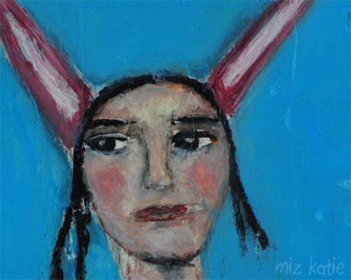 Her Friends Call Her Bunny - original mixed media 5x7 painting