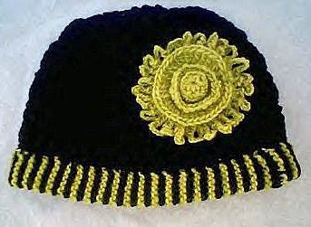 Pin Stripe Black Beanie LUX 100x100 Handpainted Merino Softness