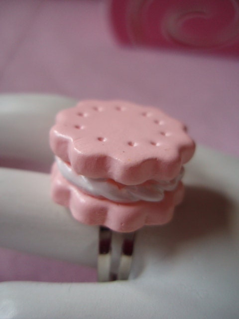 RESERVED Kawaii Pink Cream Cookie Ring