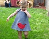 Reversible Birdie Dress or Top, sizes 6 months, 12 months, 2T, 3T, 4T