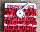 1 yard ruffled red seam binding