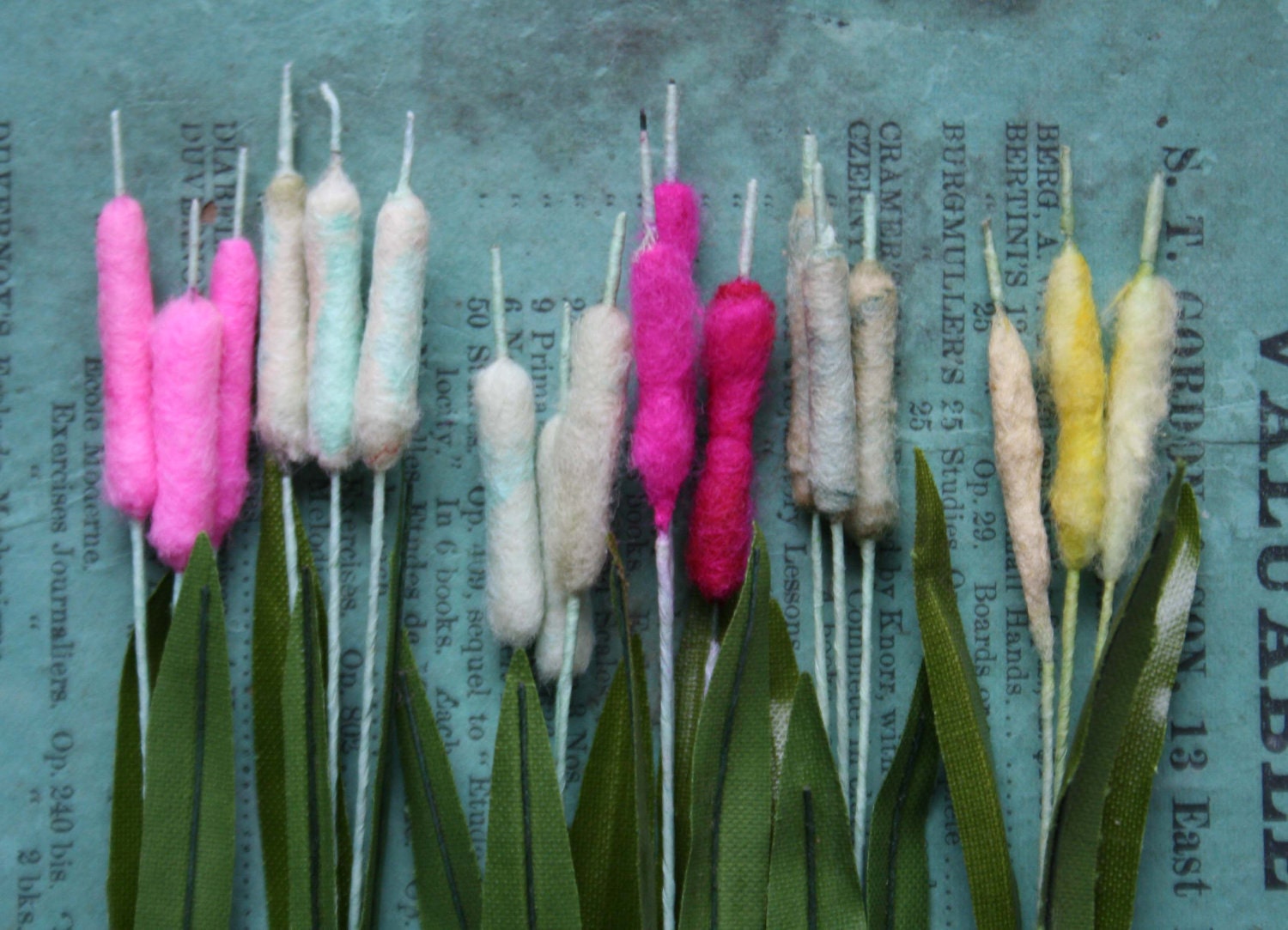 vintage millinery spun cotton cattails made in Japan