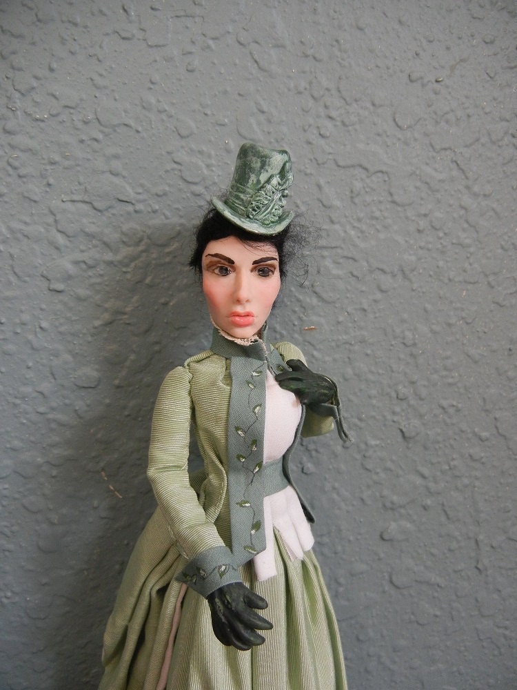 Mina Harker in Absinthe Green Walking Dress Art Doll by Moninesfaeries