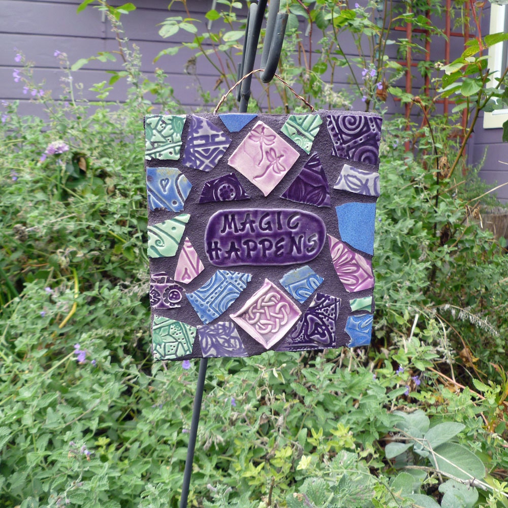 Mosaic Magic Happens Celtic Knot Dragonfly Sign