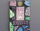 Laugh Sunshine Garden Flower Herb Stake Mosaic Sign Blue,Purple, Pink and Green