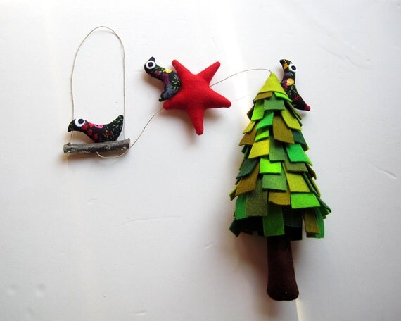 christmas ornament tree with star and birds mobile by christmas ornament tree with star and birds mobile by