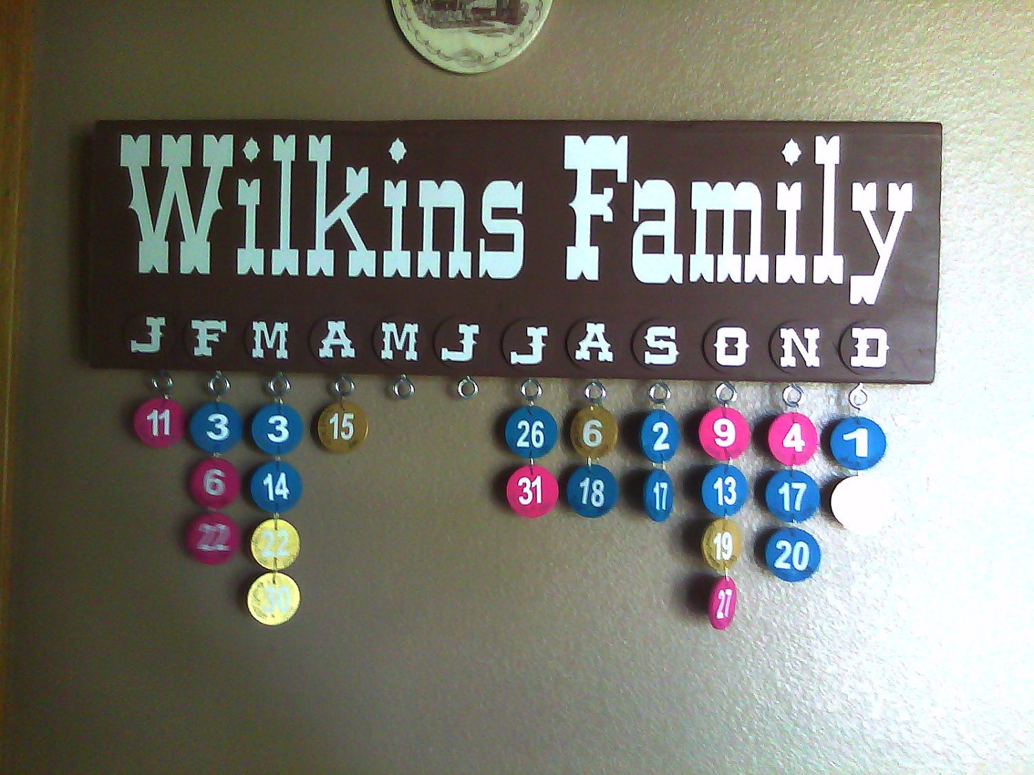 Custom decal for family birthday and anniversary board