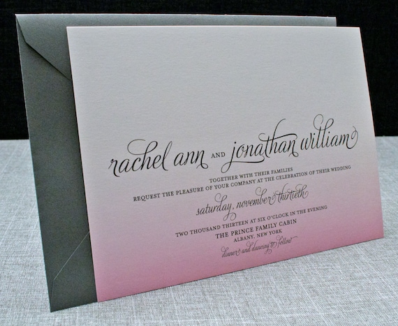 NEW Rachel Pink Ombre Wedding Invitation (Sample)