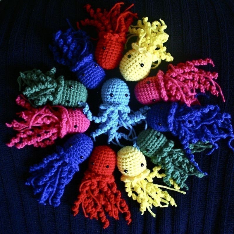 Two Jellyfish Amigurumi Crochet Stuffed Animals - Choose your own colors