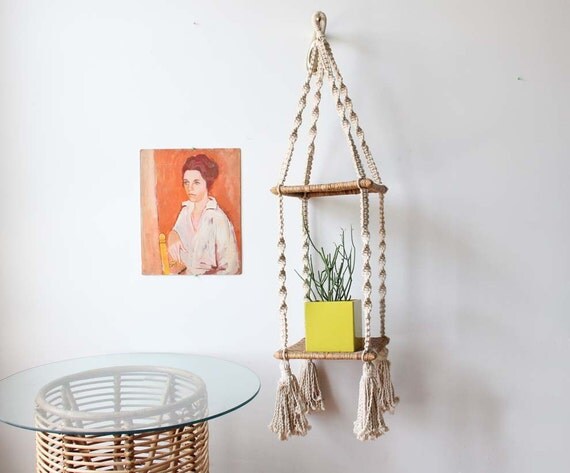 R e s e r v e d Large Chunky Boho Tiered Woven Plant Hanger