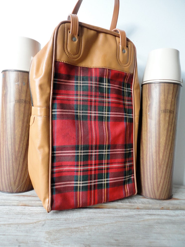 Thermos Pair and Tartan Plaid Carrying Case