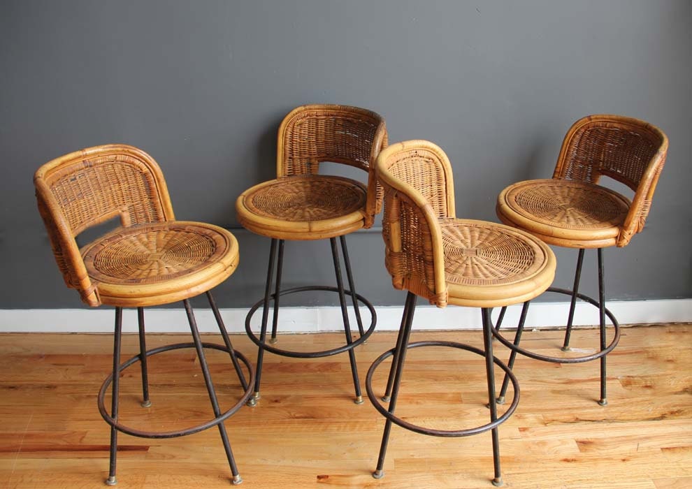Set of Mid Century Tiki Bar Stools
