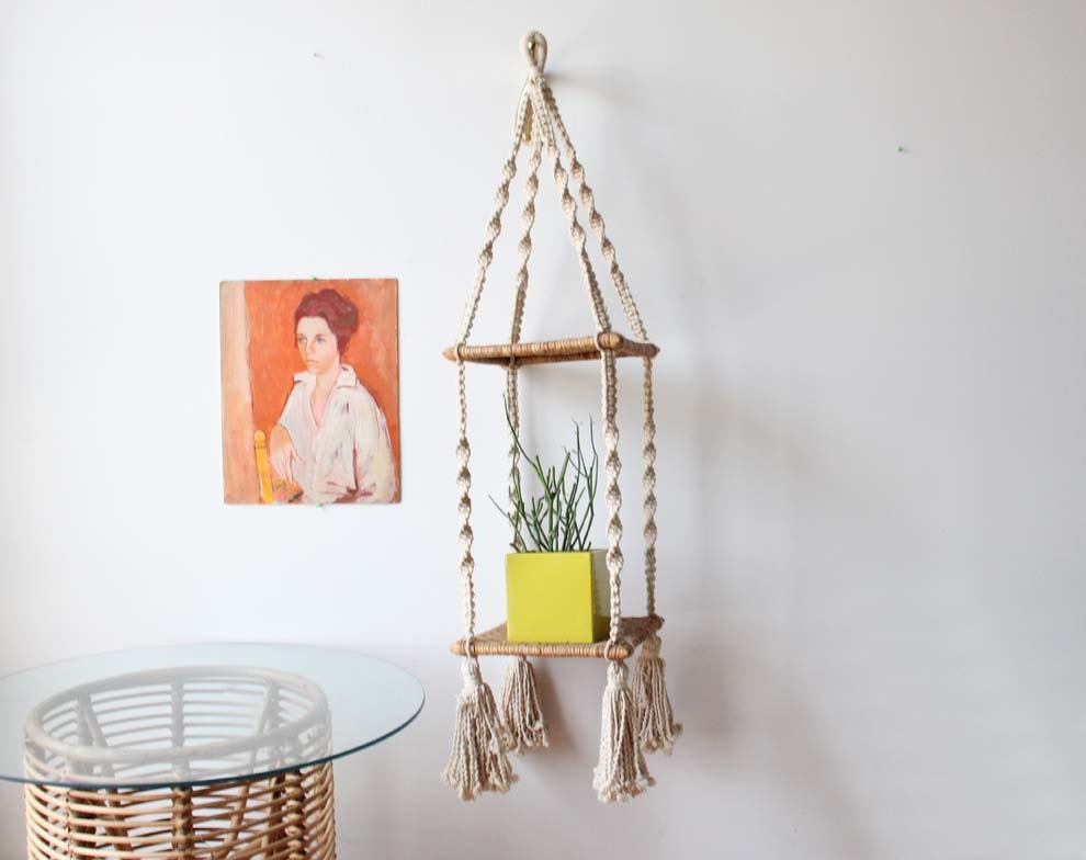 R e s e r v e d Large Chunky Boho Tiered Woven Plant Hanger