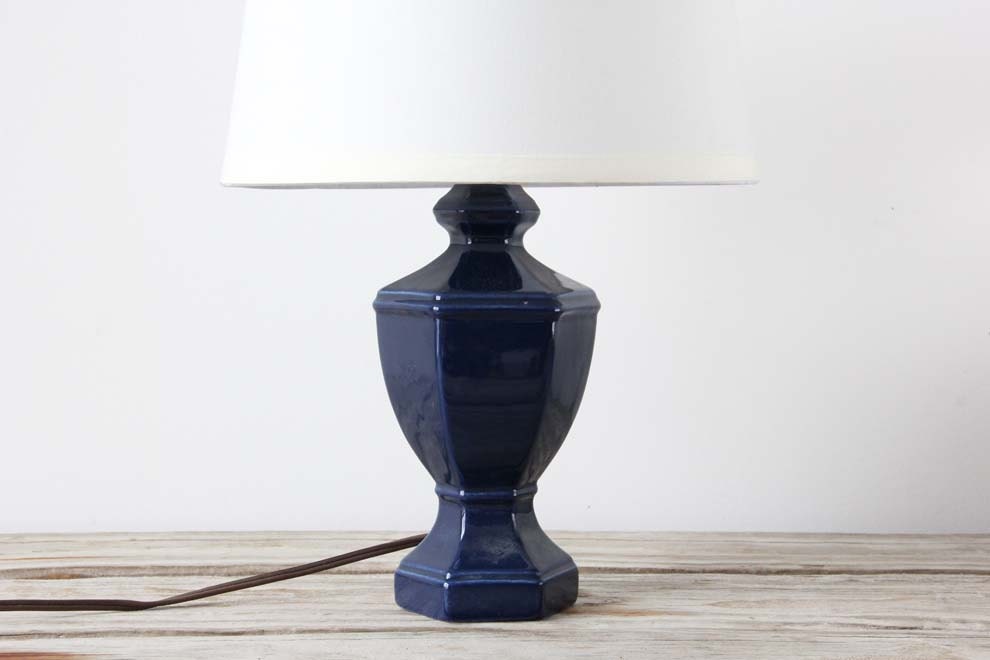Navy Blue Ceramic Table Lamp by GallivantingGirls on Etsy