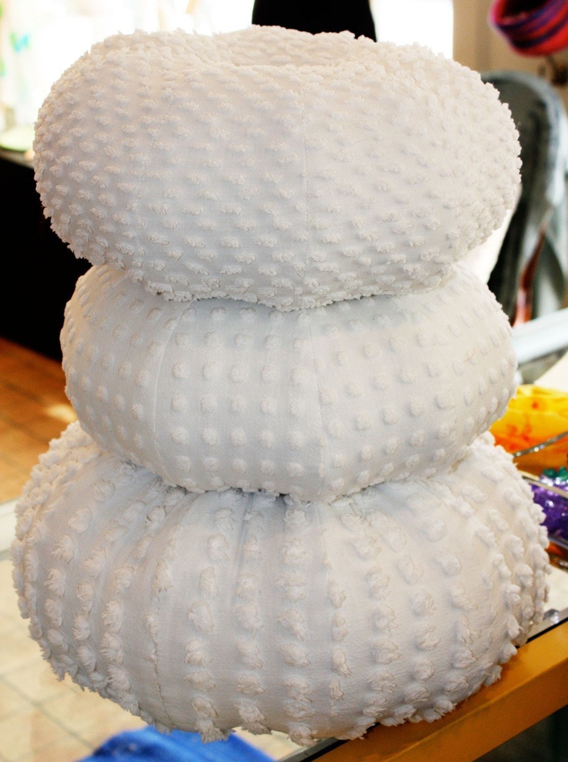 Recycled Chenille Sea Urchin Pillow -Medium-