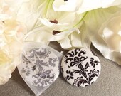 pocket mirrors one dozen (12) Beautiful white with black damask fabric covered pocket mirrors