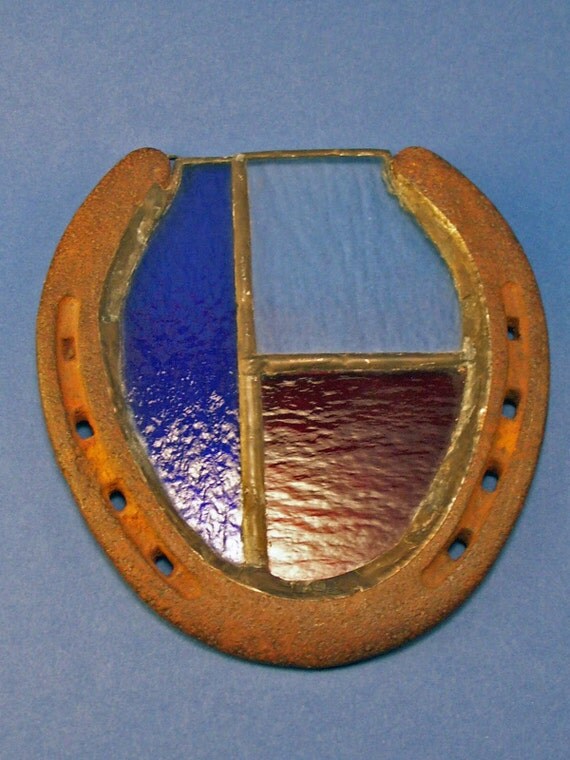 Items similar to This Stained Glass Horseshoe Has Been Embellished Into