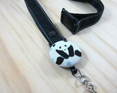 Fabric Lanyard with Retractable Badge Reel - ID Badge Holder - Sitting Panda