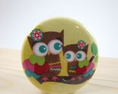 Mirror - Lipstick Mirror Compact Mirror with Muslin Pouch - Owls