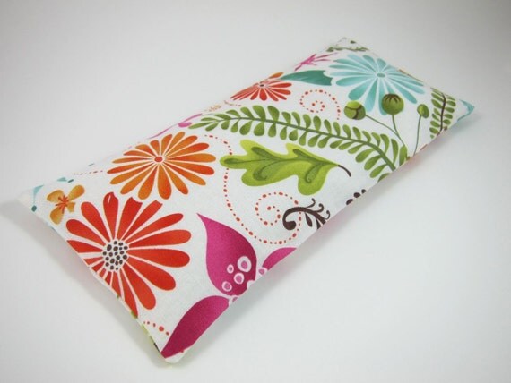 Eye Pillow with Removable Cover (100% Organic Flaxseed and Lavender Filler) - Colorful Flowers