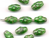 Vintage Green Givre Beads 17mm Textured & Dimpled Western Germany