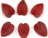 Vintage Red Leaf Beads 23mm Matte Glass Top Hole W.G.