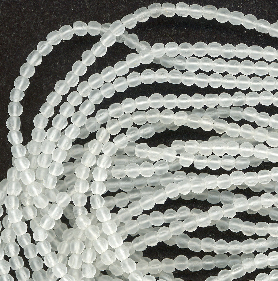 Vintage Matte Clear Beads English Cut 4mm Glass 100 Pcs.