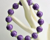 Royal Purple PAPER BEAD Stretch Bracelet - custom sizing, shipping included