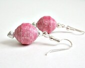 Pretty in Pink PAPER BEAD Pierced Earrings, SS,  shipping included